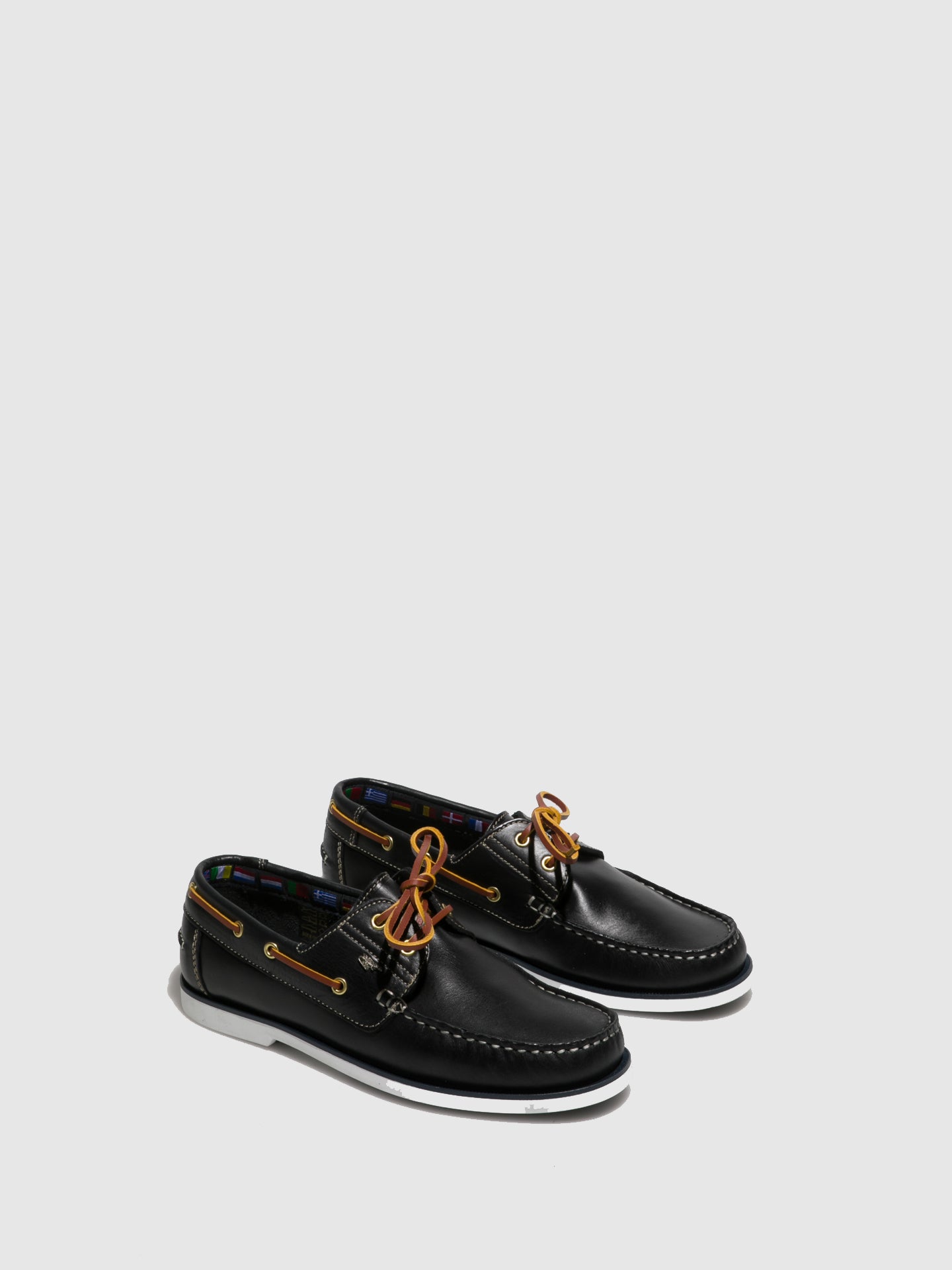 Lagarto Sapatos com Atacadores em Pele Azul Marinho